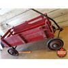 Image 2 : Red Wood Wagon with Removable Sides (19"H x 35"W x 18-1/2"D)