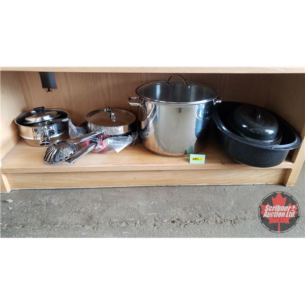 Kitchenwares Combo: Large & Small Roaster, Frying Pan, Large Pot, 2 Medium Pots, Small Pot, Steamer