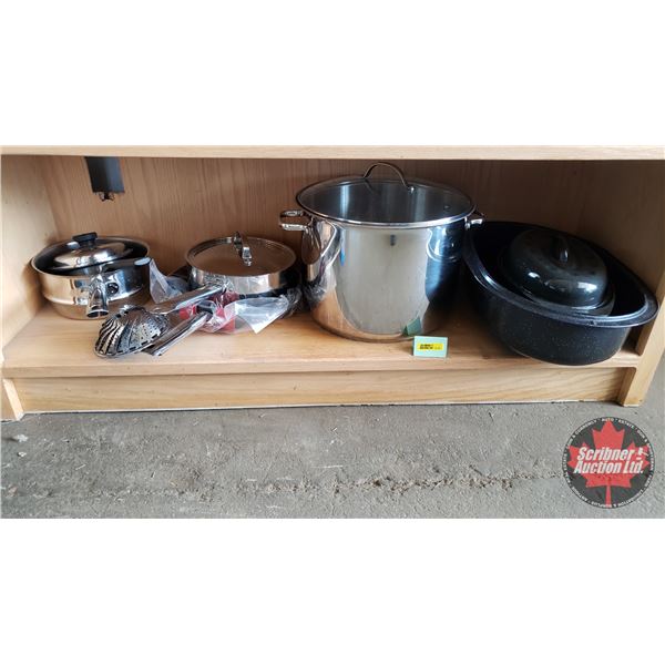 Kitchenwares Combo: Large & Small Roaster, Frying Pan, Large Pot, 2 Medium Pots, Small Pot, Steamer 