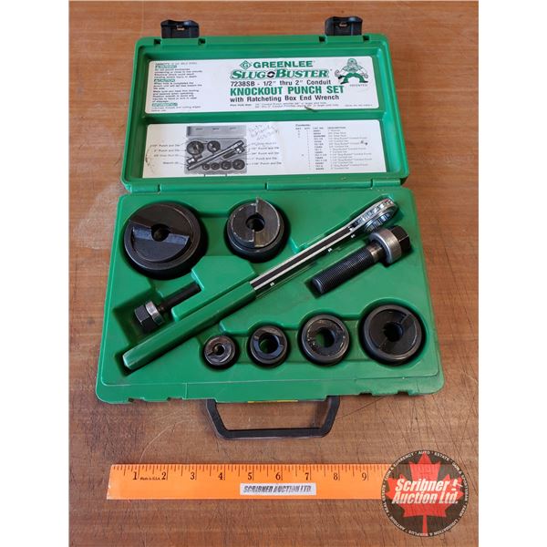 Greenlee 7610SB 11-Ton Hydraulic Knockout Kit With Foot Pump - Punches 1/2" To 4"
