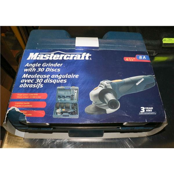 NEW MASTERCRAFT 4-1/2" ANGLE GRINDER WITH 30 DISCS