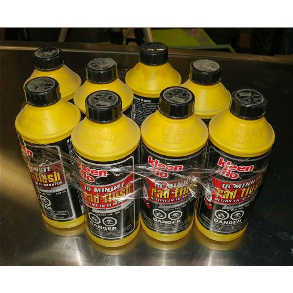 8 BOTTLES OF KLEEN FLO 10 MIN RAD FLUSH 450ML