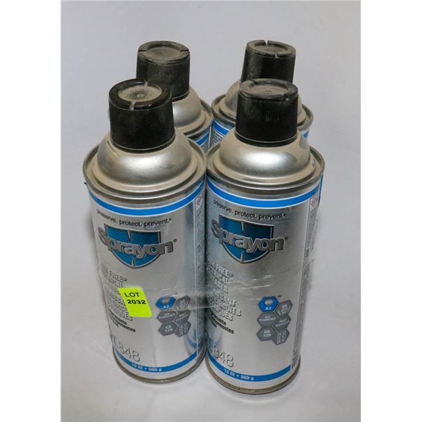 4 CANS OF SPRAYON FLASH FREE ELECTRICAL DEGREASER
