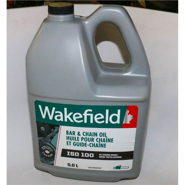 3 JUGS OF WAKEFIELD BAR AND CHAIN OIL 5 LITRES