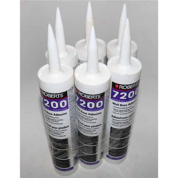 6 TUBES OF ROBERTS 7200 WALL BASE ADHESIVE 11OZ