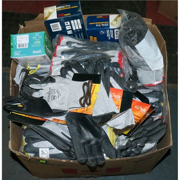 LARGE BOX OF ASSORTED WORK & LATEX GLOVES