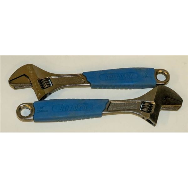 LOT OF 2 AURORA 10" CRESCENT WRENCHS