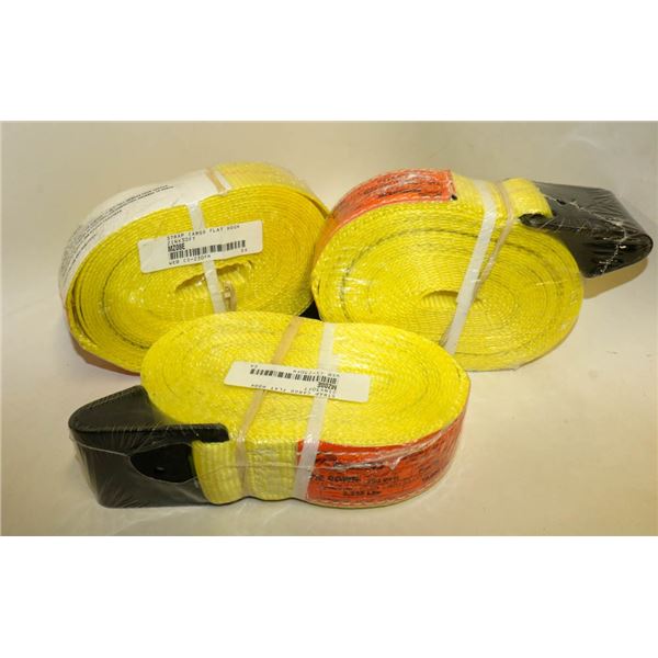 LOT OF 3 MIKISEW FLAT HOOK CARGO STRAP 2" X 30'