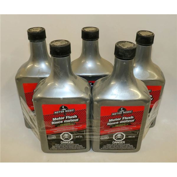5 BOTTLES OF MOTOR MEDIC MOTOR FLUSH 946ML