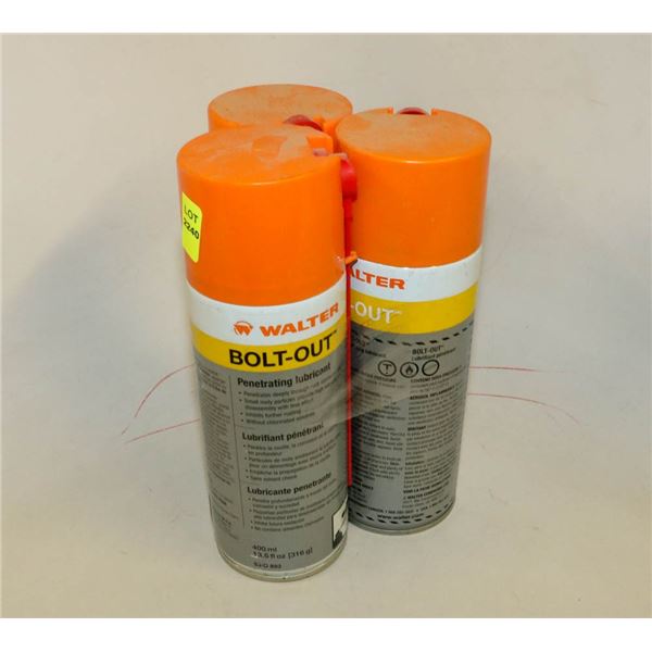 3 CANS OF WALTER BOLT-OUT 400ML PER CAN