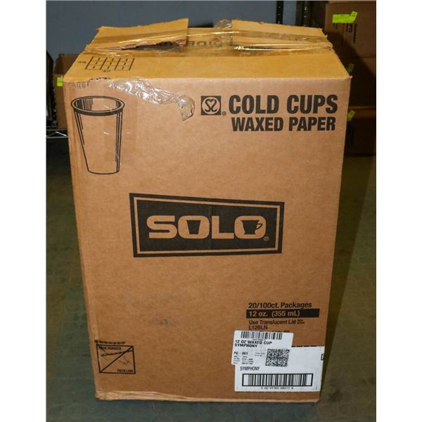 BOX OF 2000 SOLO 12 OZ WAX PAPER CUPS