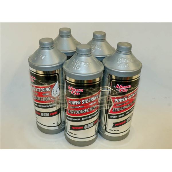 5 BOTTLES OF KLEEN FLO POWER STEERING FLUID 1L