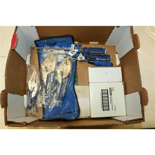 FLAT LOT OF WALTER TOOLS AND A BOX OF 3/8" STAPLES