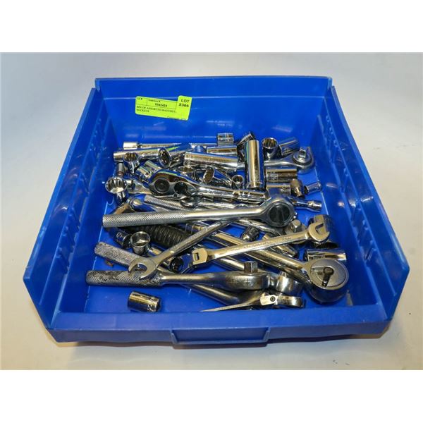 BIN OF ASSORTED RATCHETS & SOCKETS