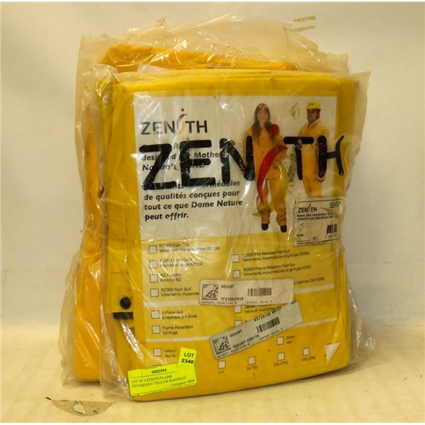 LOT OF 5 ZENITH FLAME RETARDANT YELLOW RAINSUIT
