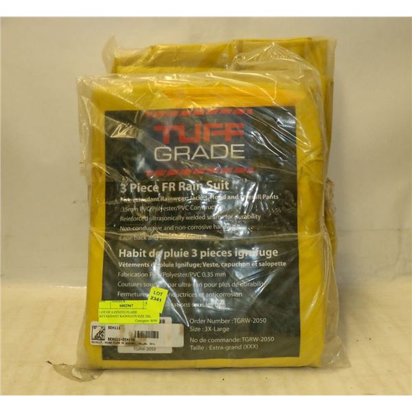 LOT OF 4 TUFF GRADE FLAME RETARDANT RAINSUITS SIZE 3XL