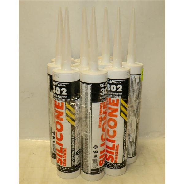 10 TUBES OF NUFLEX GENERAL PURPOSE SILICONE CLEAR