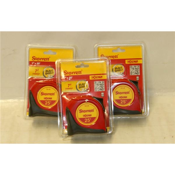 LOT OF THREE STARRETT EXACT 25' TAPE MEASURERS