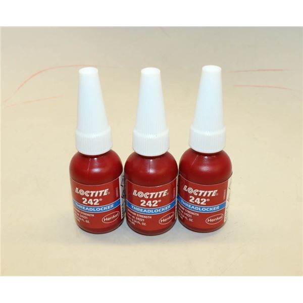3 BOTTLES OF LOCTITE 242 THREAD LOCKER MEDIUM