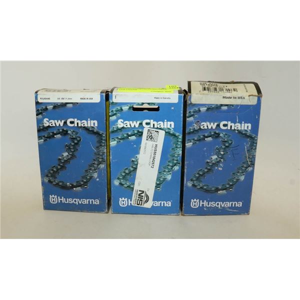 LOT OF 3 ASSORTED HUSQVARNA SAW CHAINS