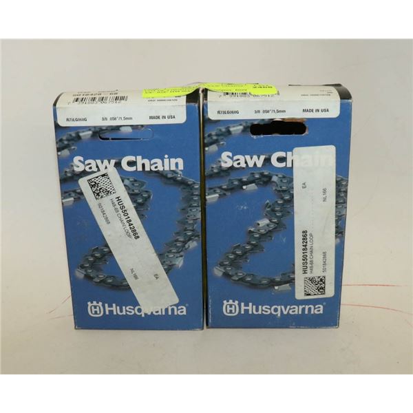 LOT OF 2 HUSQVARNA SAW CHAINS 3/8" .058" H48 068G