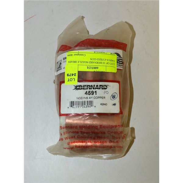 LOT OF 10 BERNARD NOZZLE BRASS 3/4IN E-Z FEED GUN