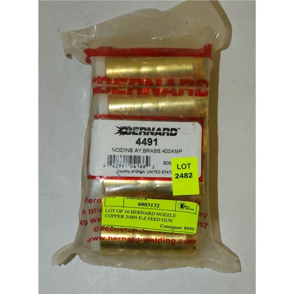LOT OF 10 BERNARD NOZZLE COPPER 3/4IN E-Z FEED GUN