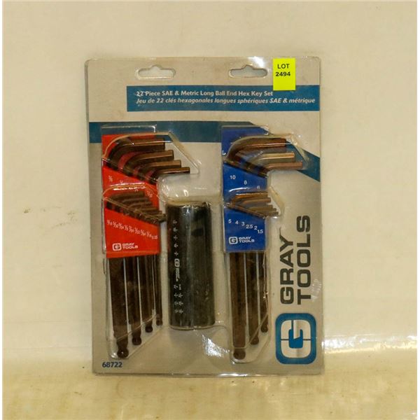 GRAY ROOLS 22 PC SAE & METRIC LONG BALL END HEX