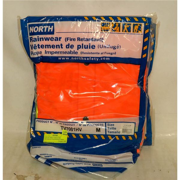 LOT OF THREE NORTH FIRE RETARDANT RAINWEAR SZ MED