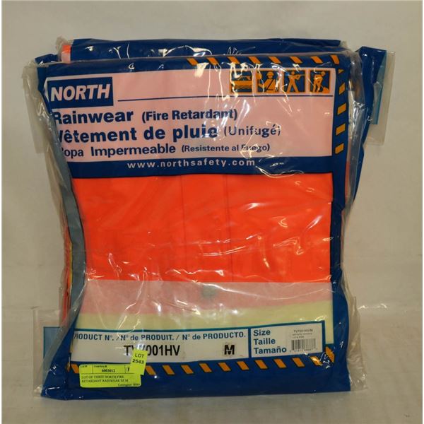 LOT OF THREE NORTH FIRE RETARDANT RAINWEAR SZ M