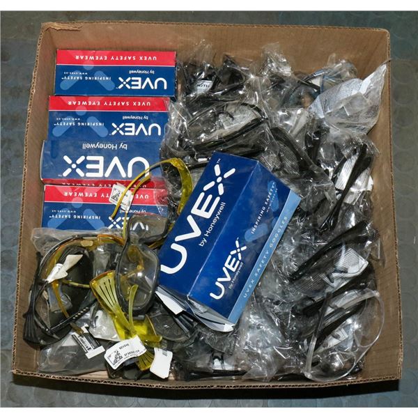 LARGE BOX OF ASSORTED EYE PROTECTION INCLUDING