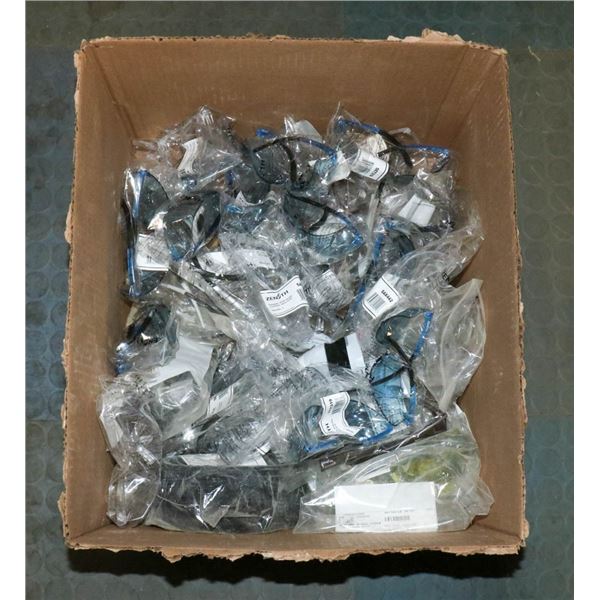 LARGE BOX OF ASSORTED EYE PROTECTION INCLUDING