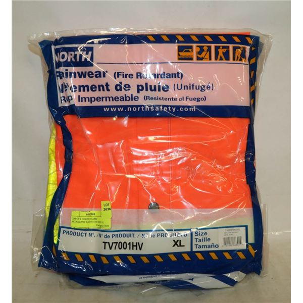 LOT OF 2 NORTH FLAME RETARDANT RAINSUITS SIZE XL