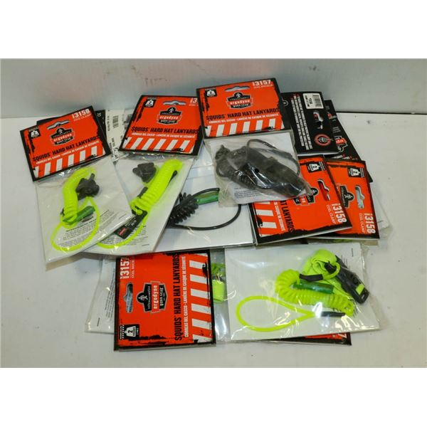 BOX FILLED WITH ASSORTED SQUIDS HARD HAT LANYARDS