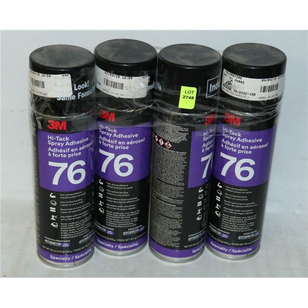 4 CANS OF 3M 76 HI-TACK SPRAY ADHESIVE 515G EACH