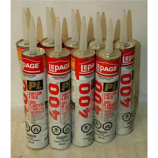 9 TUBES OF LEPAGE 400 PL SUBFLOOR & DECK ADHESIVE