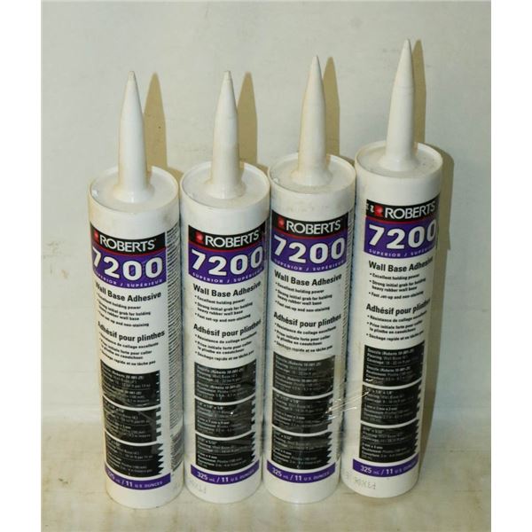4 TUBES OF ROBERTS 7200 WALL BASE ADHESIVE