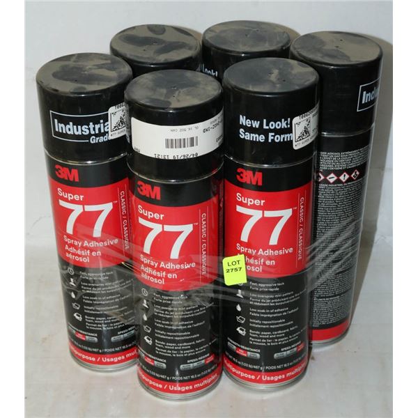 6 CANS OF 3M SUPER 77 SPRAY ADHESIVE MULTIPURPOSE