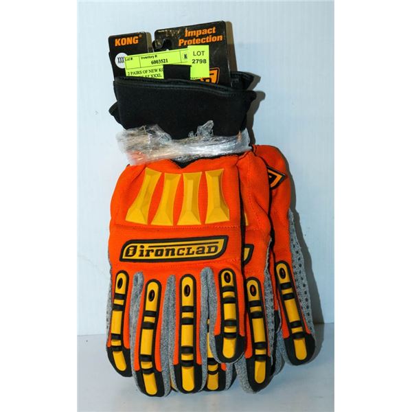 2 PAIRS OF NEW KONG OIRONCLAD GLOVES SZ XXXL
