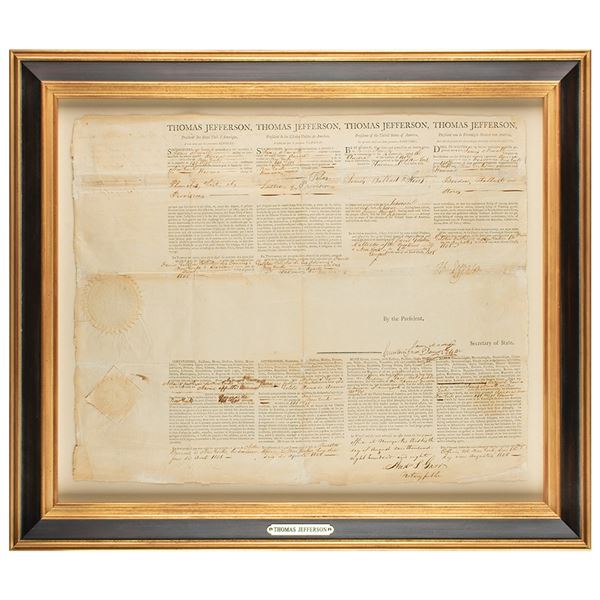 Thomas Jefferson and James Madison Document Signed as President and Secretary of State