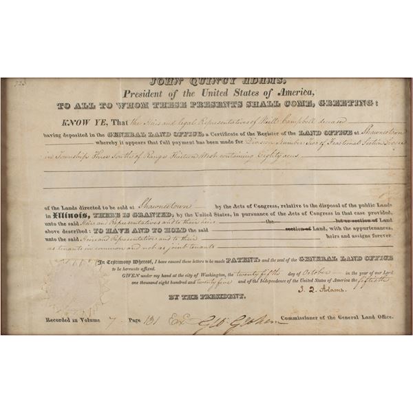 John Quincy Adams Document Signed as President