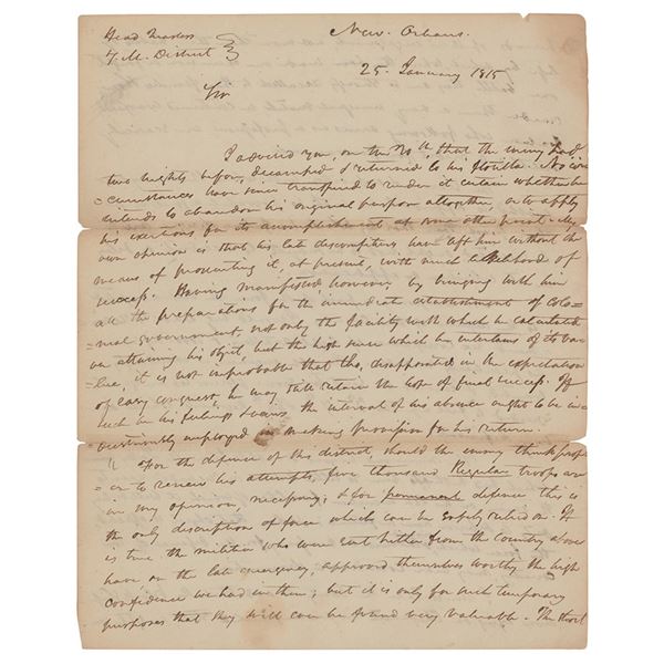 Andrew Jackson Letter Signed on Battle of New Orleans