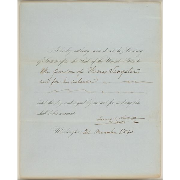 James K. Polk Document Signed as President