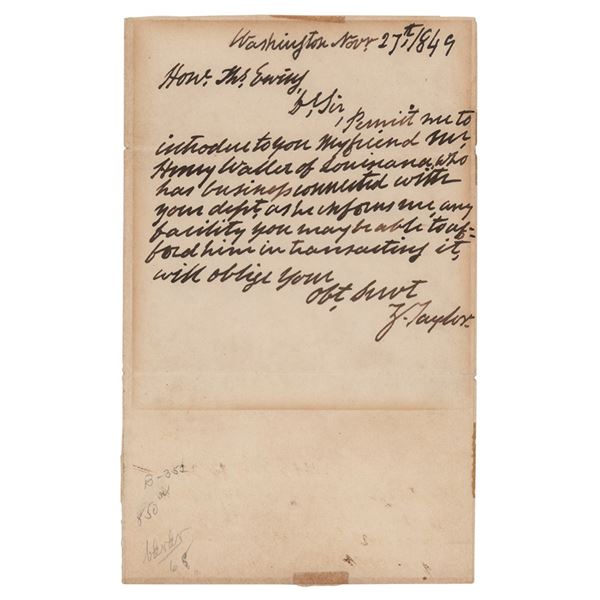 Zachary Taylor Autograph Letter Signed as President