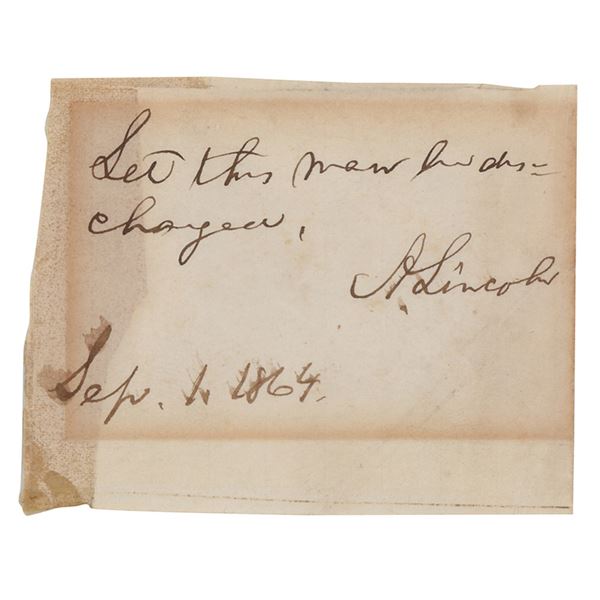 Abraham Lincoln Autograph Endorsement Signed as President