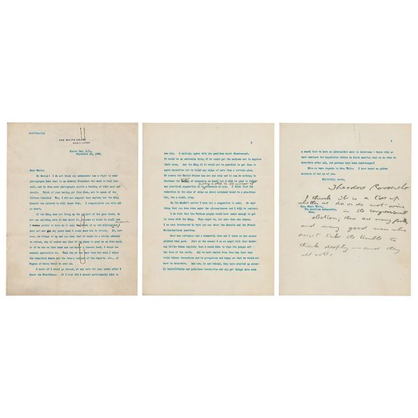 Theodore Roosevelt Typed Letter Signed as President