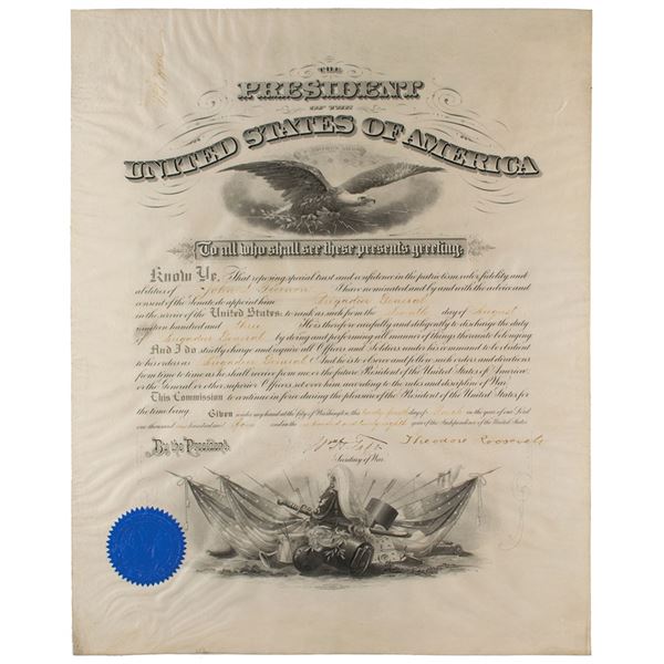 Theodore Roosevelt and William H. Taft Document Signed as President and Secretary of War