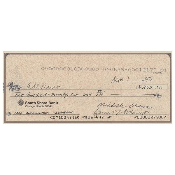 Michelle Obama Signed Check