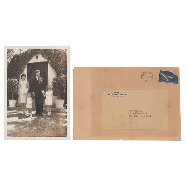 John and Jacqueline Kennedy 1963 Easter Photograph and Assassination-Dated Mailing Envelope