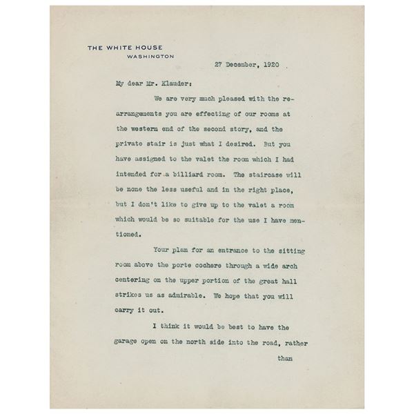 Woodrow Wilson Typed Letter Signed as President